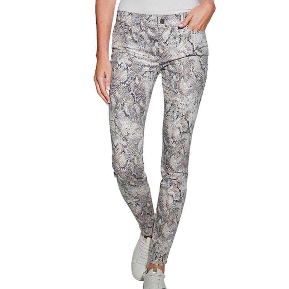 White House Black Market Snake Print Ankle Jeans in Neutral Tones